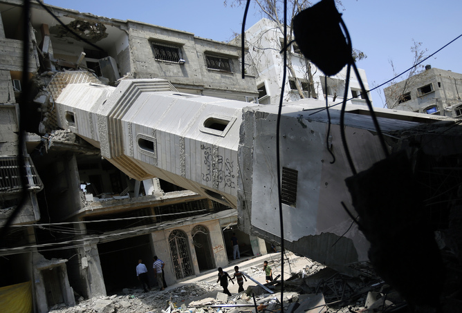 Mosques, houses, people, Israel’s reputation destroyed. Hamas military capability intact. EPA/Mohammed Saber