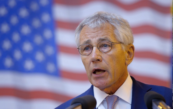 Provocative words chucked out by Hagel. EPA/Robert Ghement