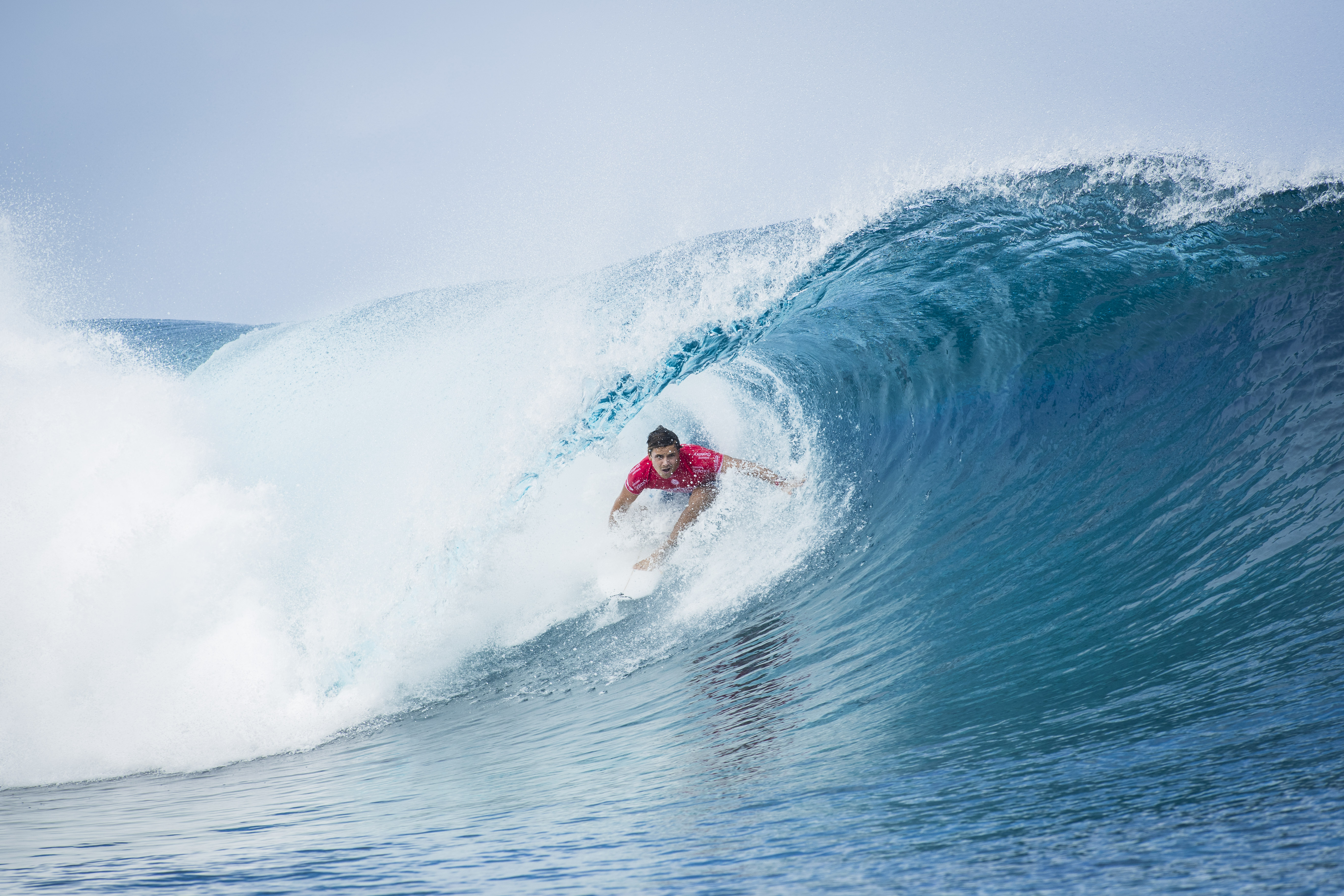 Julian Wilson (AUS) eliminated 2016 WSL Rookie Ryan Callinan (AUS) today in Round 2 Heat 4 of the Billabong Pro Tahiti. Wilson will advance to Round 3 where he will face defending event winner, Jeremy Flores (FRA), in Heat 10.  Image: © WSL / Poullenot