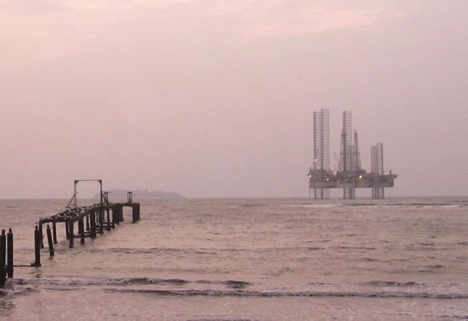 Is the sun setting on West African oil? A platform in Limbe, Cameroon. Virginie