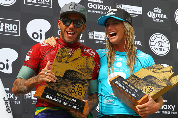Filipe Toledo (BRA) and Courtney Conlogue (USA) reign supreme at the Oi Rio Pro. Image: WSL / Smorgio Filipe Toledo (BRA) and Courtney Conlogue (USA) reign supreme at the Oi Rio Pro. Image: WSL / Smorgio
