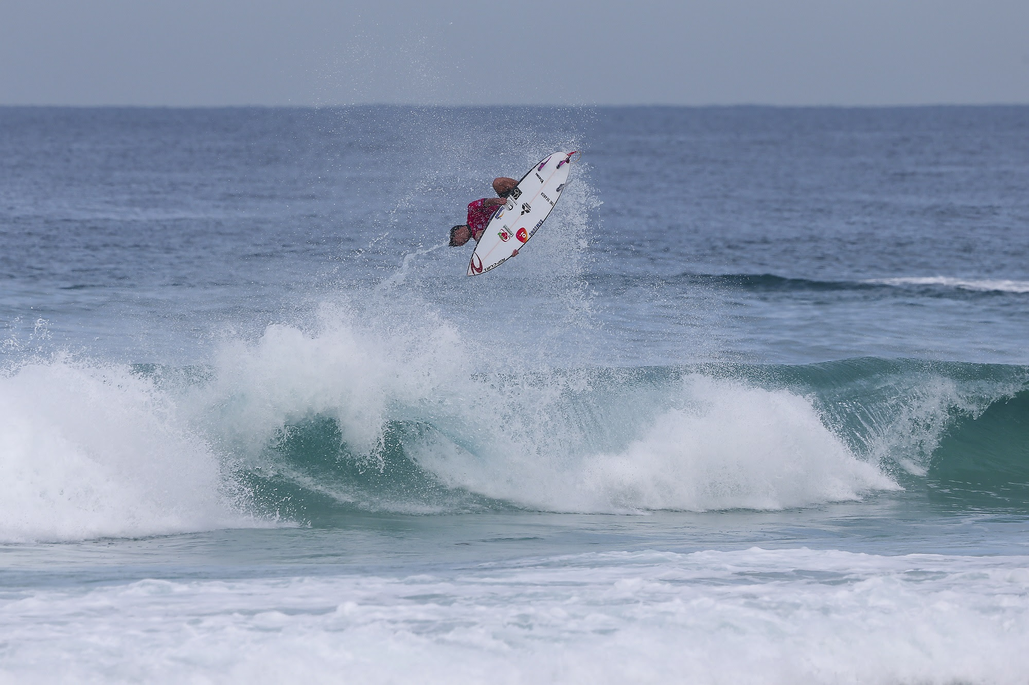 Gabriel Medina (BRA), 2014 WSL Champion, unleashed an incredible backflip rotation - the first-ever landed in competition - to earn a perfect 10 in Round 2 Heat 4. Medina scored a near-perfect 19.40 to defeat 2016 WSL Rookie Alex Ribeiro (BRA). Medina will advance to Round 3, where he will battle event wildcard Deivid Silva (BRA). Image: WSL / Smorigo Gabriel Medina (BRA), 2014 WSL Champion, unleashed an incredible backflip rotation - the first-ever landed in competition - to earn a perfect 10 in Round 2 Heat 4. Medina scored a near-perfect 19.40 to defeat 2016 WSL Rookie Alex Ribeiro (BRA). Medina will advance to Round 3, where he will battle event wildcard Deivid Silva (BRA). Image: WSL / Smorigo